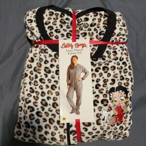 Betty Boop Cheetah Print Cozy Fleece Footie Pajamas